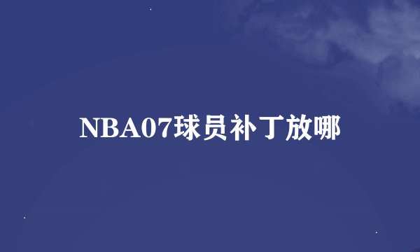 NBA07球员补丁放哪