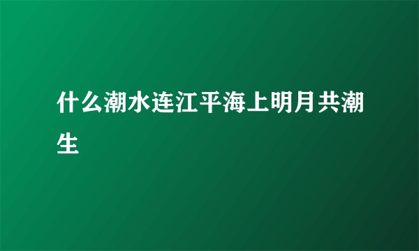 什么潮水连江平海上明月共潮生