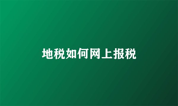 地税如何网上报税