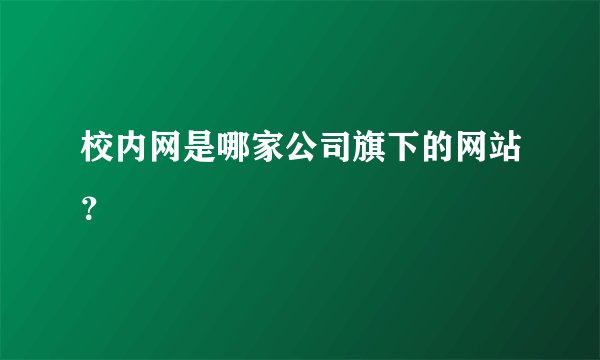 校内网是哪家公司旗下的网站？