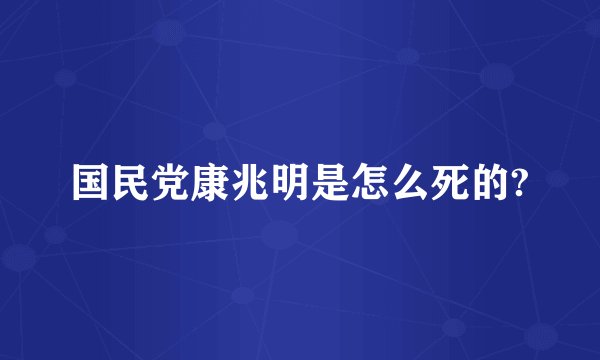 国民党康兆明是怎么死的?