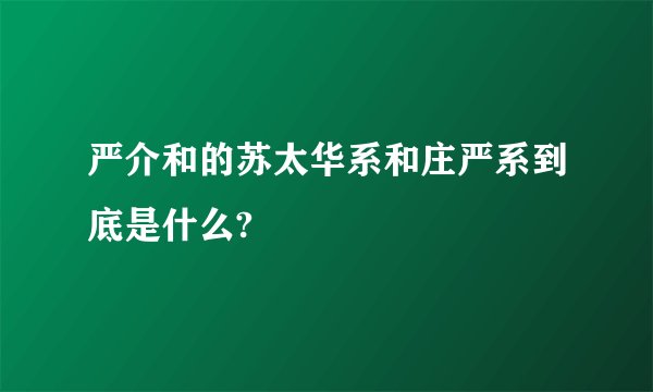 严介和的苏太华系和庄严系到底是什么?