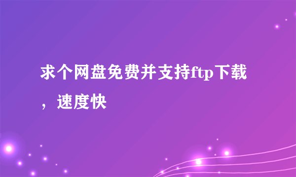 求个网盘免费并支持ftp下载，速度快