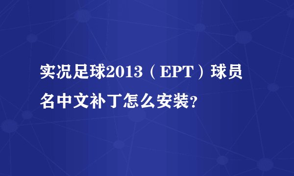 实况足球2013（EPT）球员名中文补丁怎么安装？