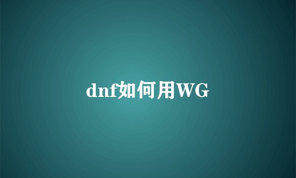 dnf如何用WG