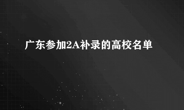广东参加2A补录的高校名单
