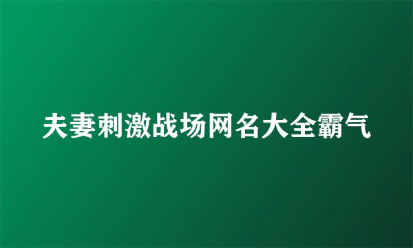 夫妻刺激战场网名大全霸气