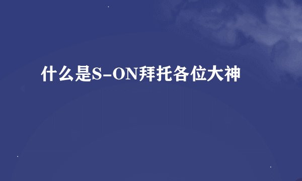 什么是S-ON拜托各位大神