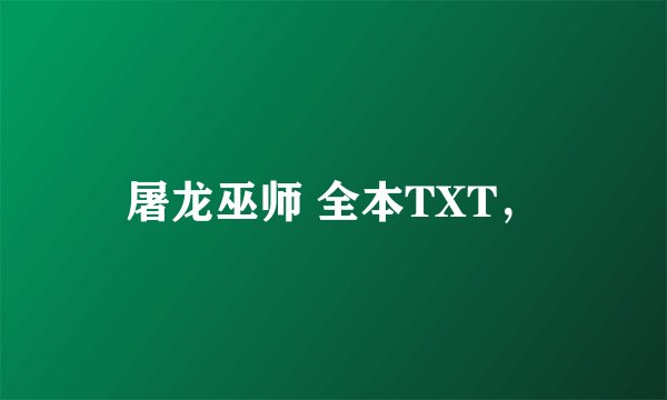 屠龙巫师 全本TXT，