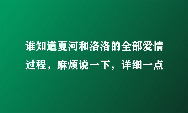 谁知道夏河和洛洛的全部爱情过程，麻烦说一下，详细一点