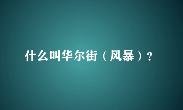 什么叫华尔街（风暴）？