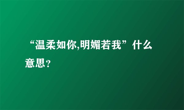 “温柔如你,明媚若我”什么意思？