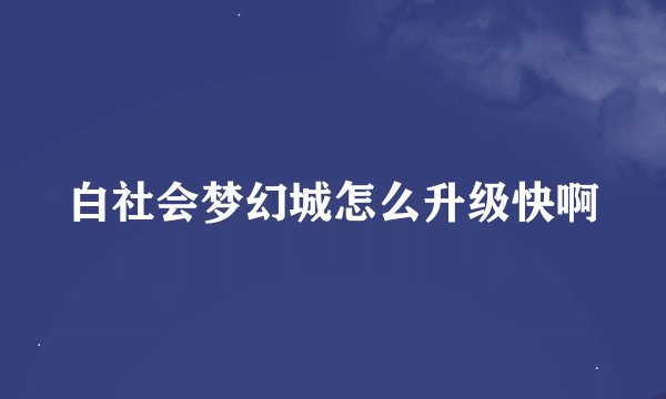 白社会梦幻城怎么升级快啊