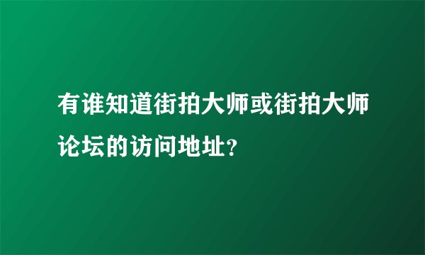 有谁知道街拍大师或街拍大师论坛的访问地址？