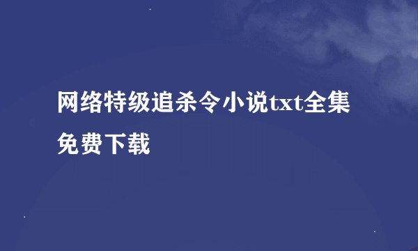 网络特级追杀令小说txt全集免费下载