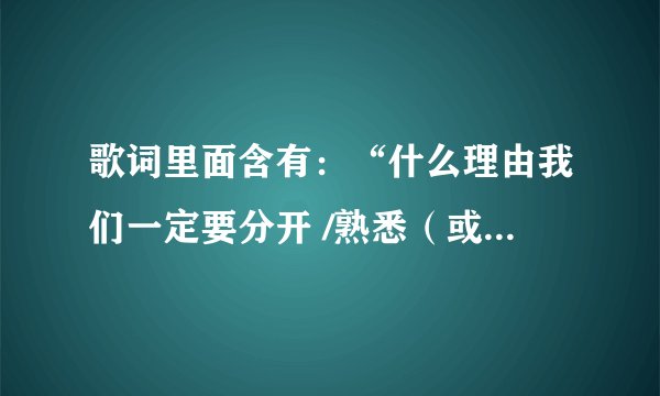歌词里面含有：“什么理由我们一定要分开 /熟悉（或者是收集）你的眼泪”是出自哪首歌曲的？是女唱者