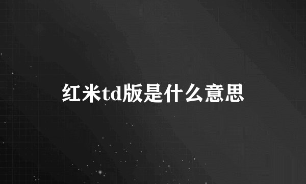 红米td版是什么意思