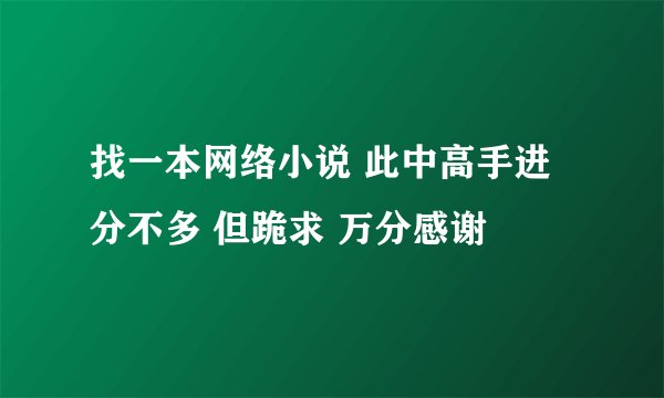 找一本网络小说 此中高手进 分不多 但跪求 万分感谢