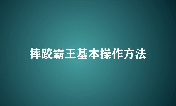 摔跤霸王基本操作方法