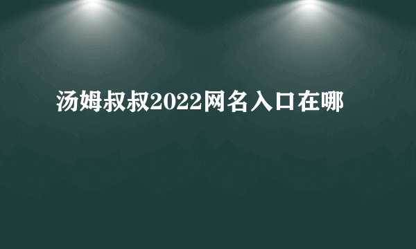 汤姆叔叔2022网名入口在哪