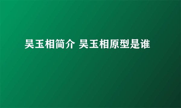 吴玉相简介 吴玉相原型是谁