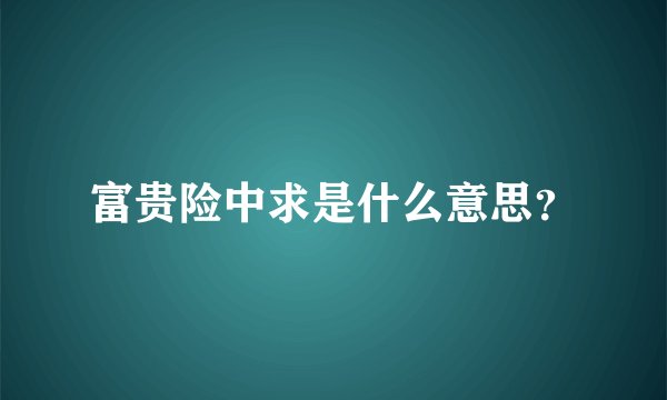 富贵险中求是什么意思？