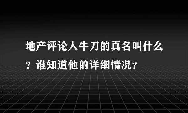 地产评论人牛刀的真名叫什么？谁知道他的详细情况？