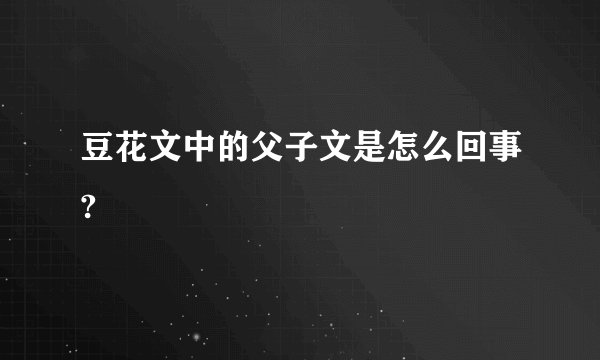 豆花文中的父子文是怎么回事?