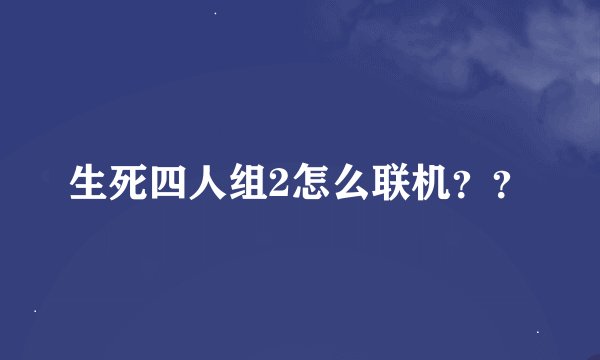 生死四人组2怎么联机？？