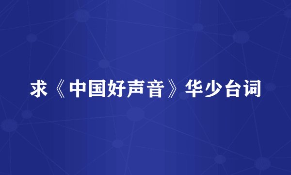 求《中国好声音》华少台词