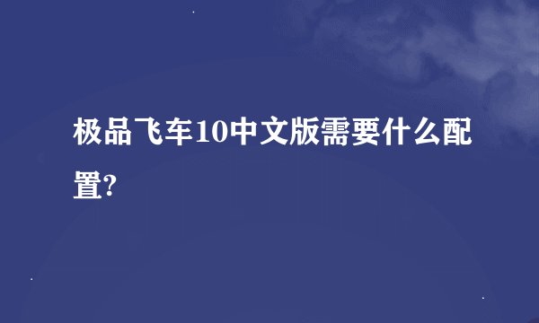 极品飞车10中文版需要什么配置?