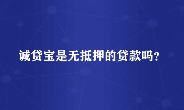 诚贷宝是无抵押的贷款吗？