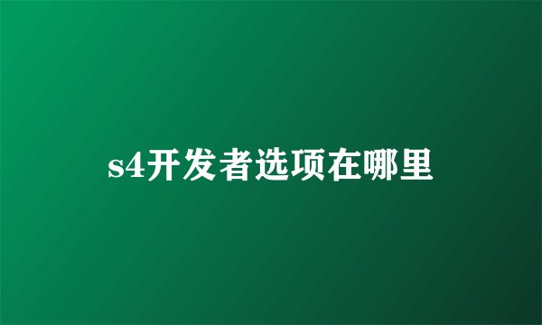 s4开发者选项在哪里