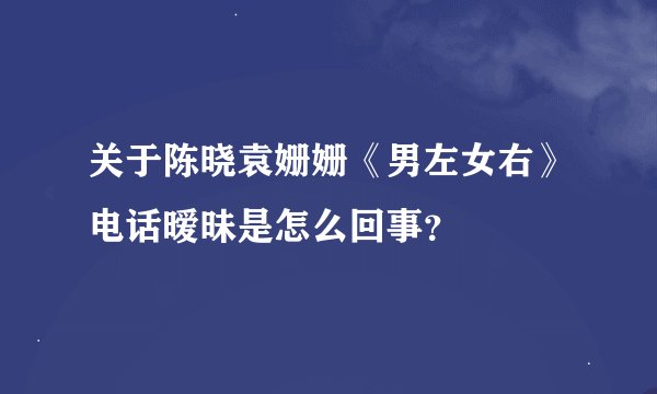 关于陈晓袁姗姗《男左女右》电话暧昧是怎么回事？