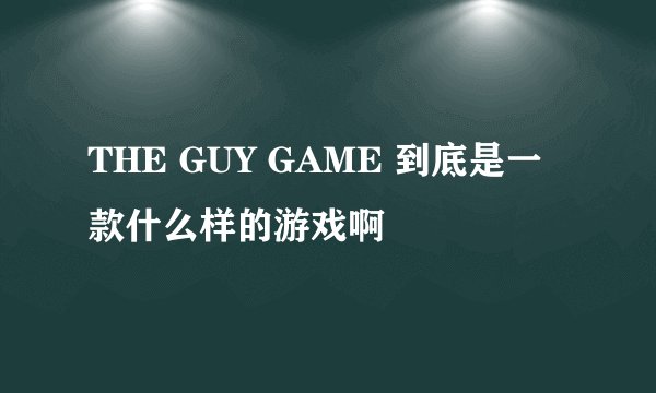 THE GUY GAME 到底是一款什么样的游戏啊