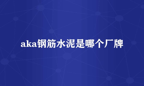 aka钢筋水泥是哪个厂牌