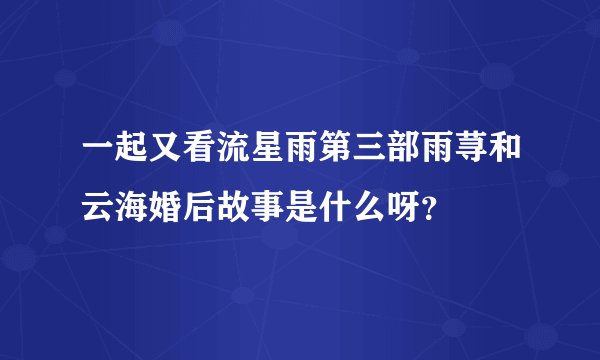 一起又看流星雨第三部雨荨和云海婚后故事是什么呀？