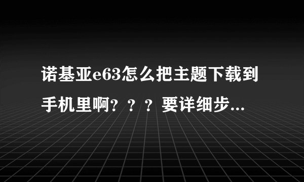 诺基亚e63怎么把主题下载到手机里啊？？？要详细步骤~~~