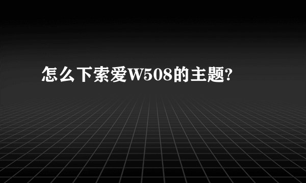 怎么下索爱W508的主题?