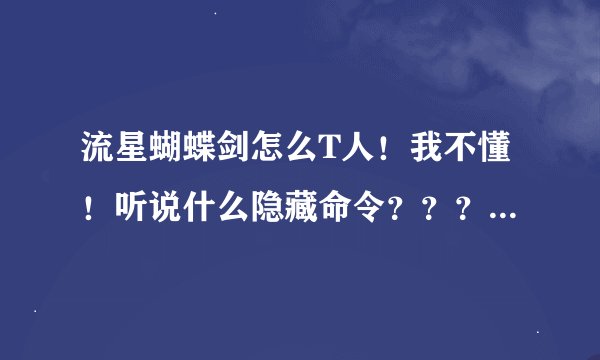 流星蝴蝶剑怎么T人！我不懂！听说什么隐藏命令？？？第一步按哪个键然后怎么办！一步一步说清楚点！谢了！