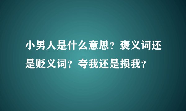 小男人是什么意思？褒义词还是贬义词？夸我还是损我？