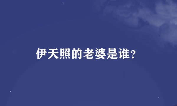 伊天照的老婆是谁？