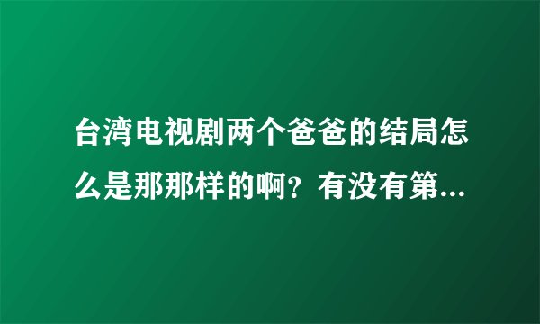 台湾电视剧两个爸爸的结局怎么是那那样的啊？有没有第二部啊？