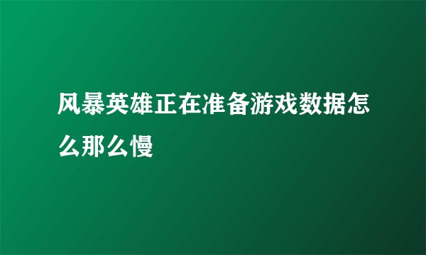 风暴英雄正在准备游戏数据怎么那么慢