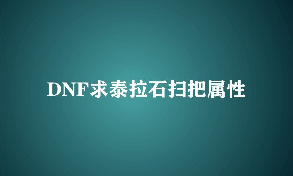 DNF求泰拉石扫把属性