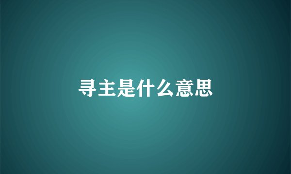 寻主是什么意思