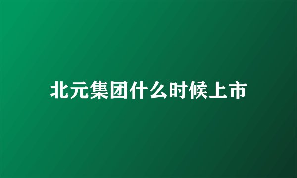 北元集团什么时候上市