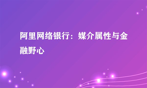 阿里网络银行：媒介属性与金融野心