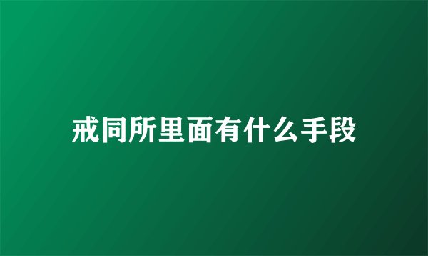 戒同所里面有什么手段