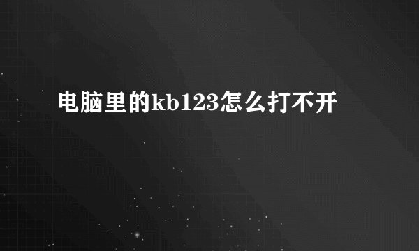 电脑里的kb123怎么打不开